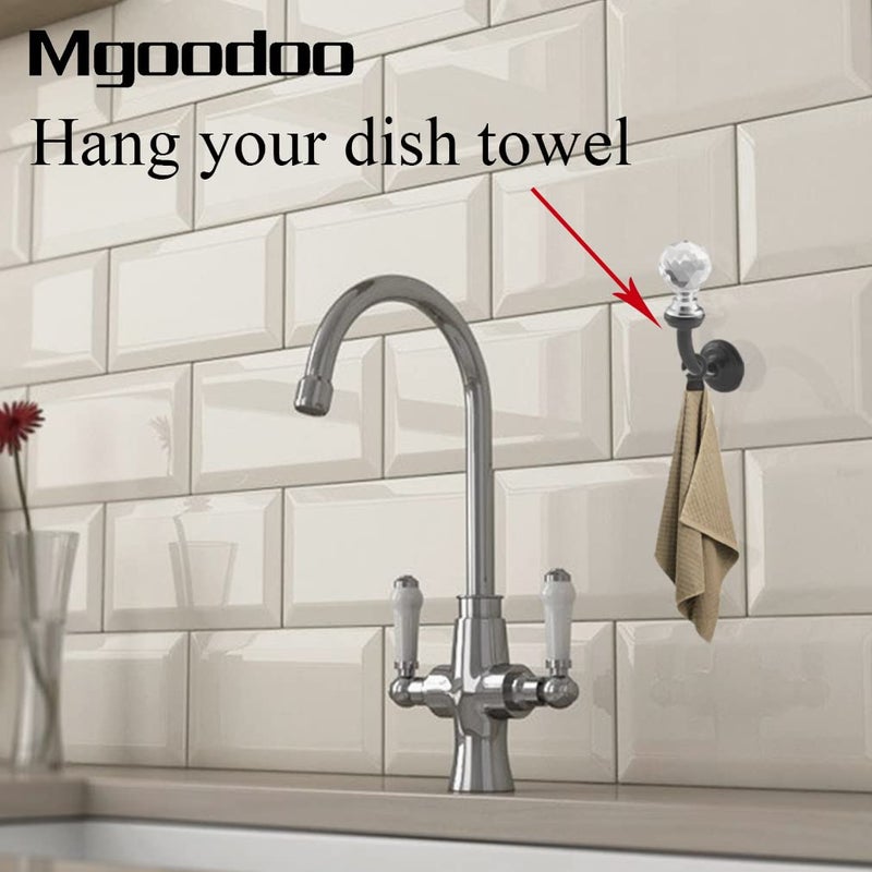 Mgoodoo Small Crystal Wall Mounted Hooks, 2.87x1.46 inch Bathroom Crystal Robe Holder Decorative Towel Hanger with Screw for Face Mask Hat Key Bags Bathroom Bedroom Kitchen - Image 5